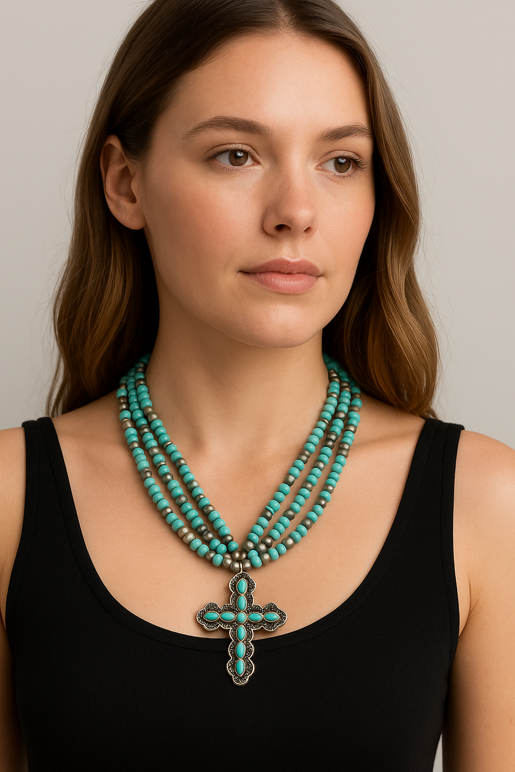 Desert Grace Turquoise Cross Necklace