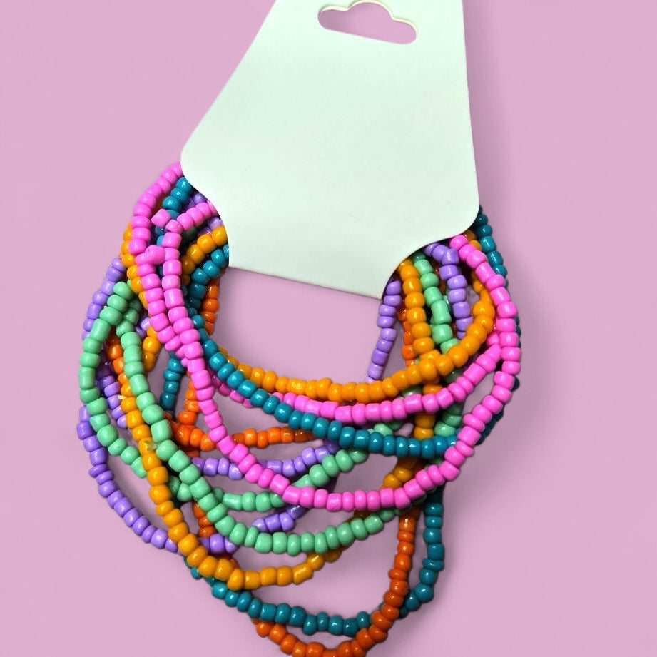 Sunset Sherbet Seed Bead Stretch Bracelet Stack