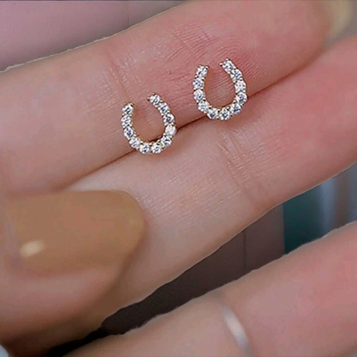The Luckiest One of All Dainty Horseshoe Stud Earrings