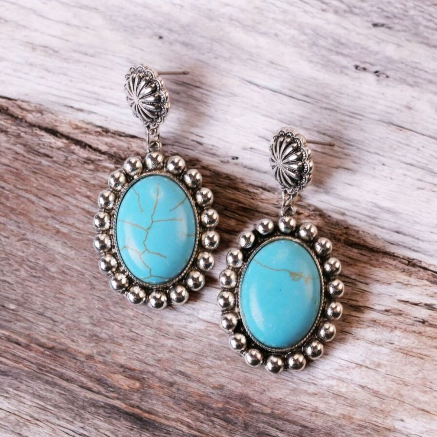 Make A Statement Cowgirl Blue Fashion Drop Earrings
