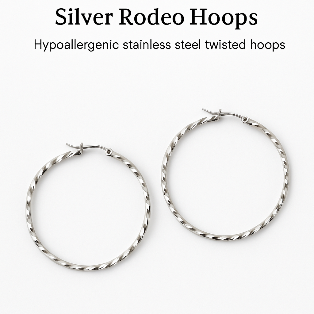 Silver Rodeo Hoop Earrings