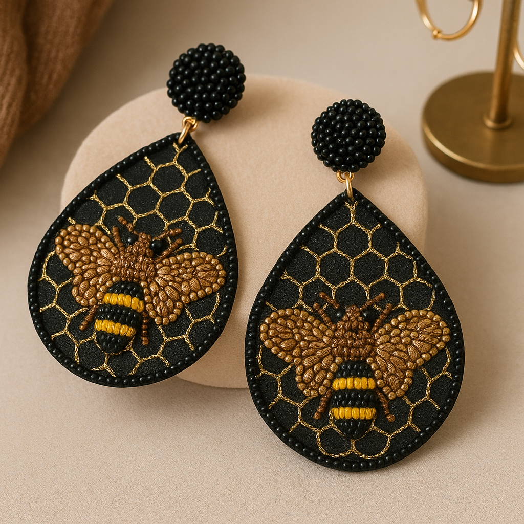 Zeke Embellished Bee Earring BLACK