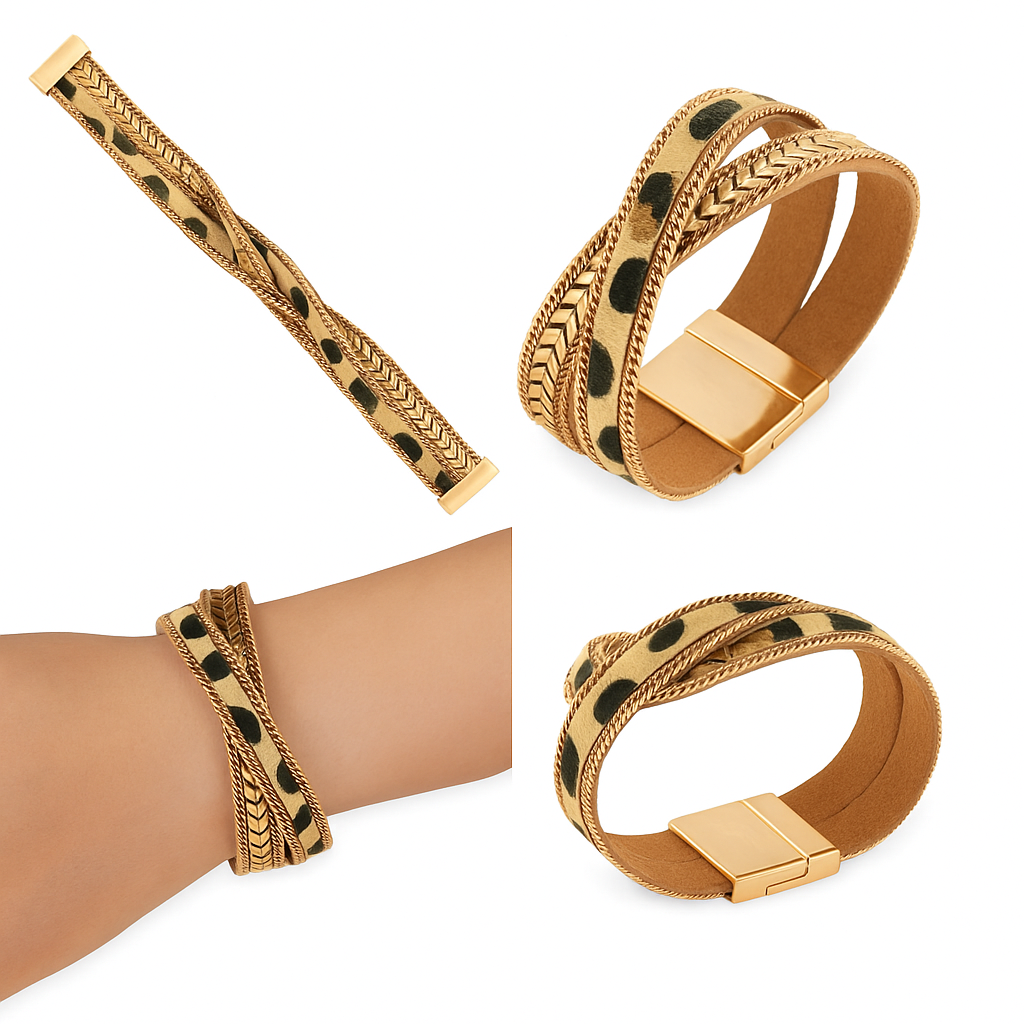 Wild Glam Leopard Wrap Bracelet