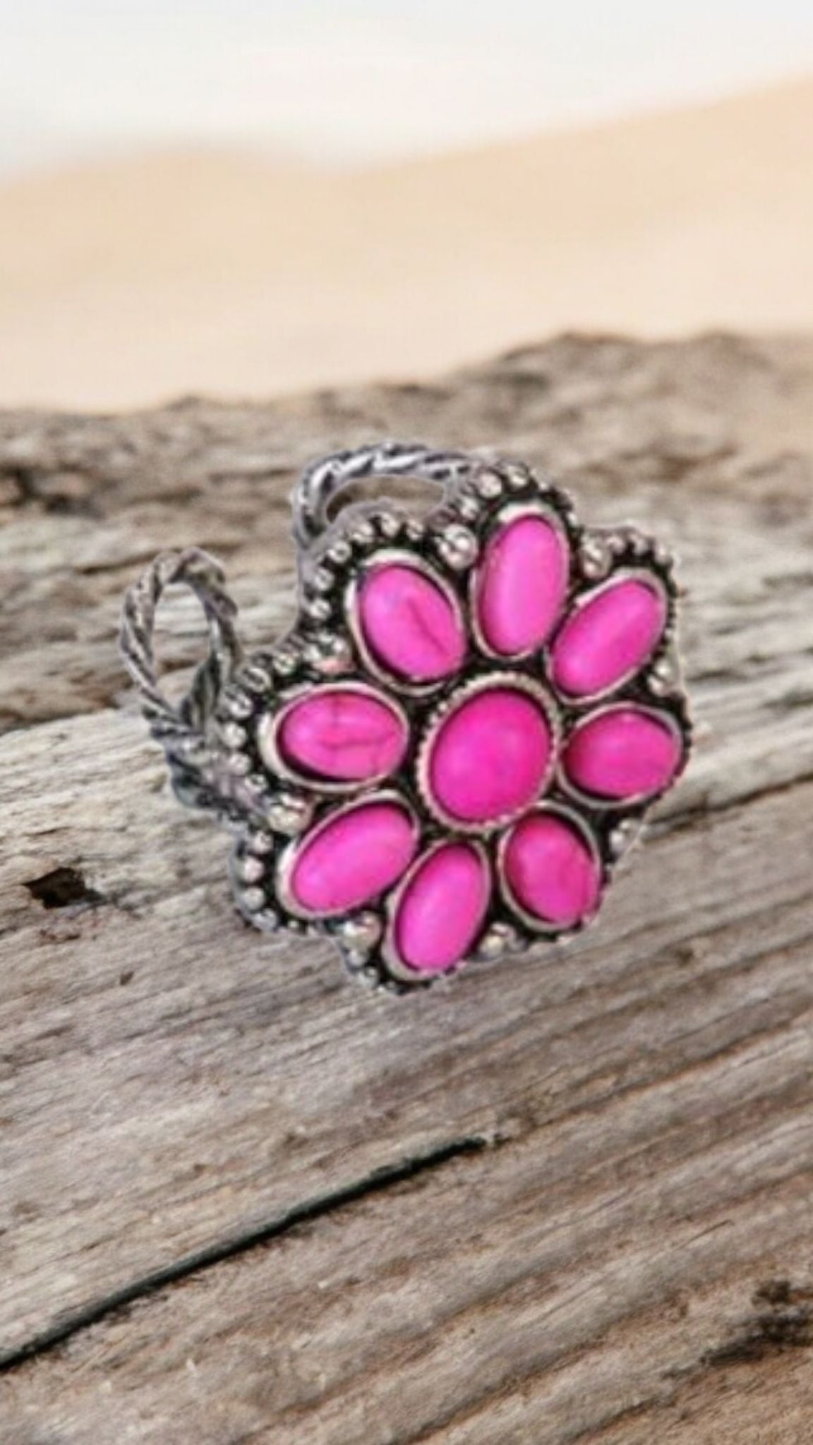 Western Blossom Pink Adjustable Fashion Ring