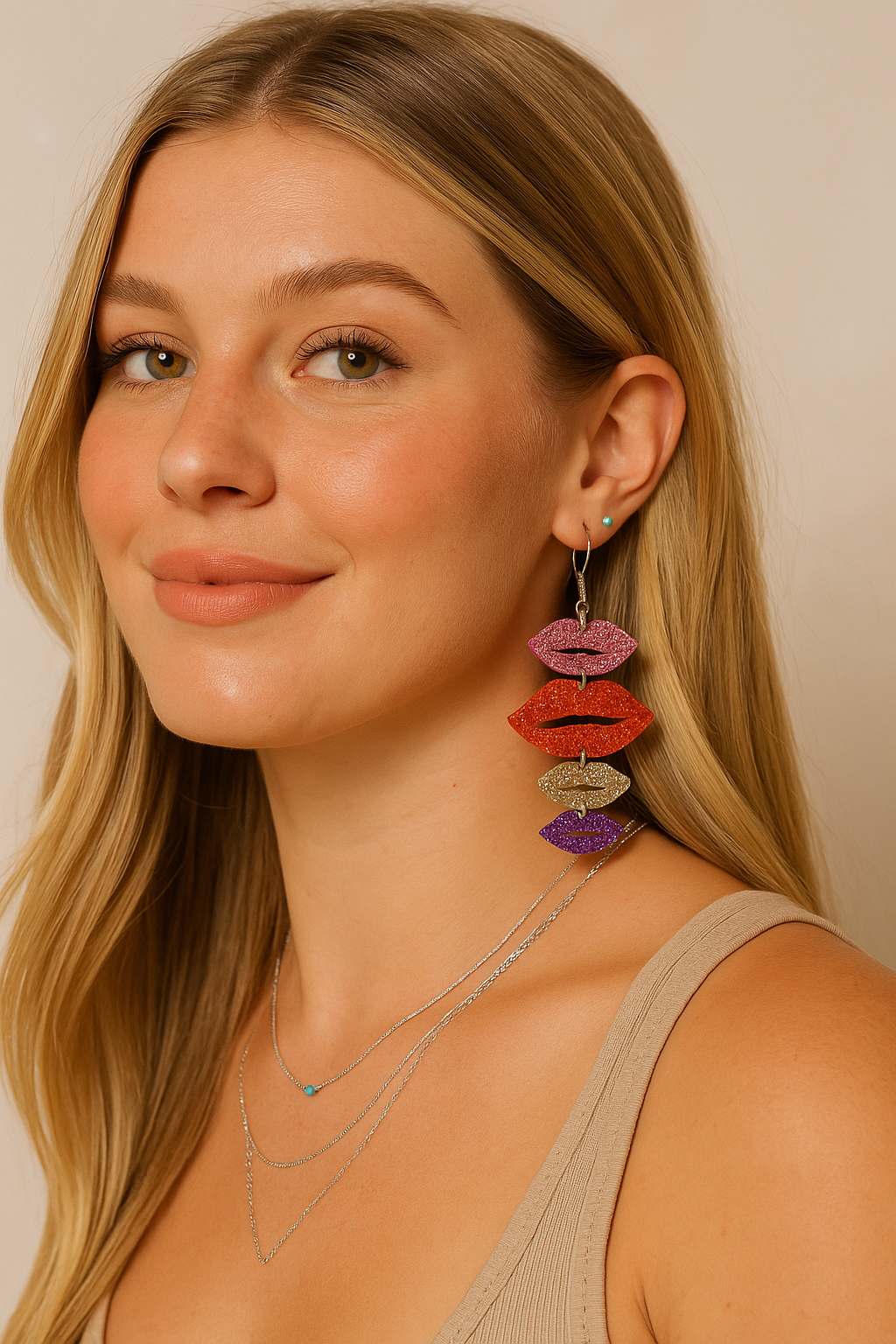 Glitter Sparkle Drop Lip Earrings