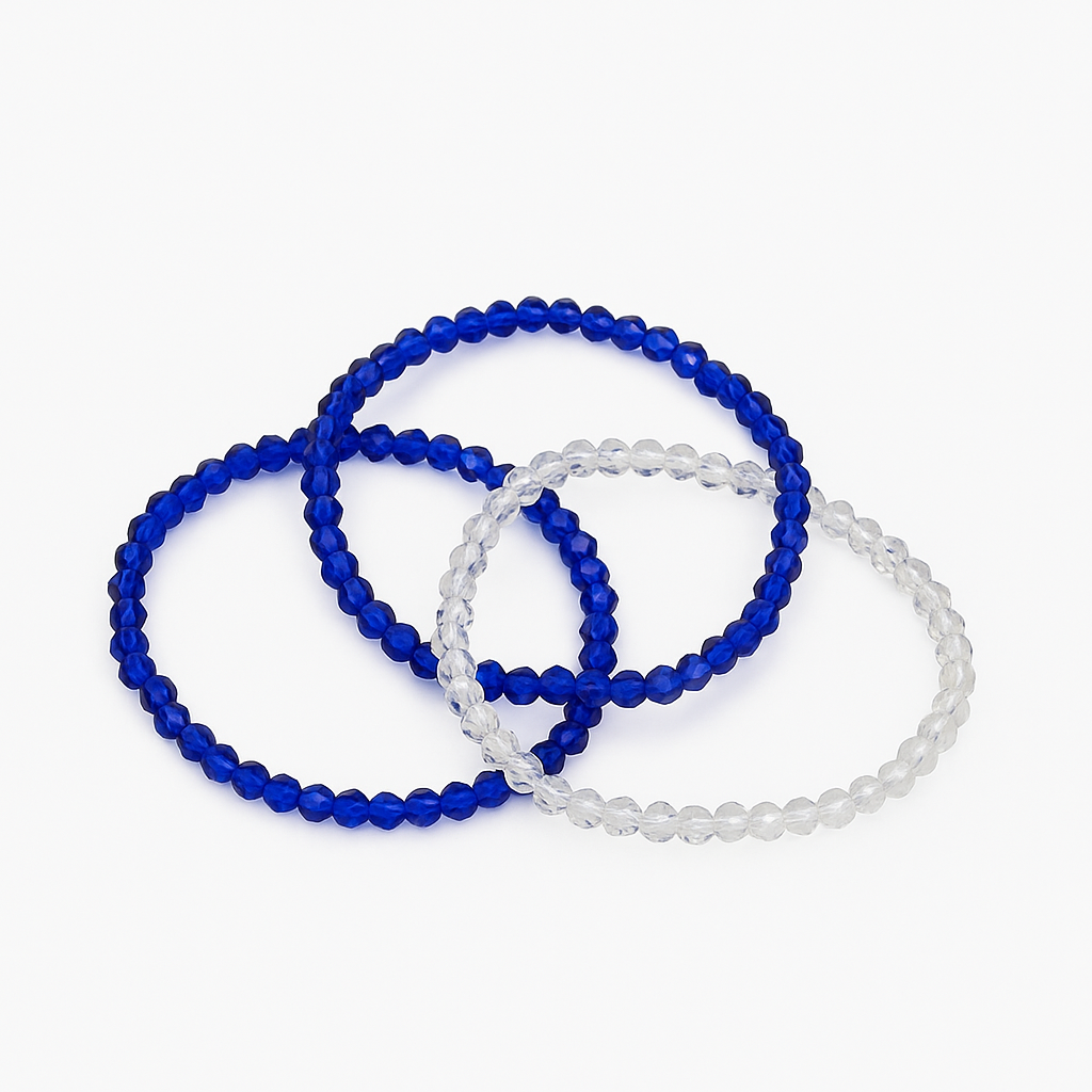 Triple Time Excitement 3 Piece Glass Stretch Bracelet Set