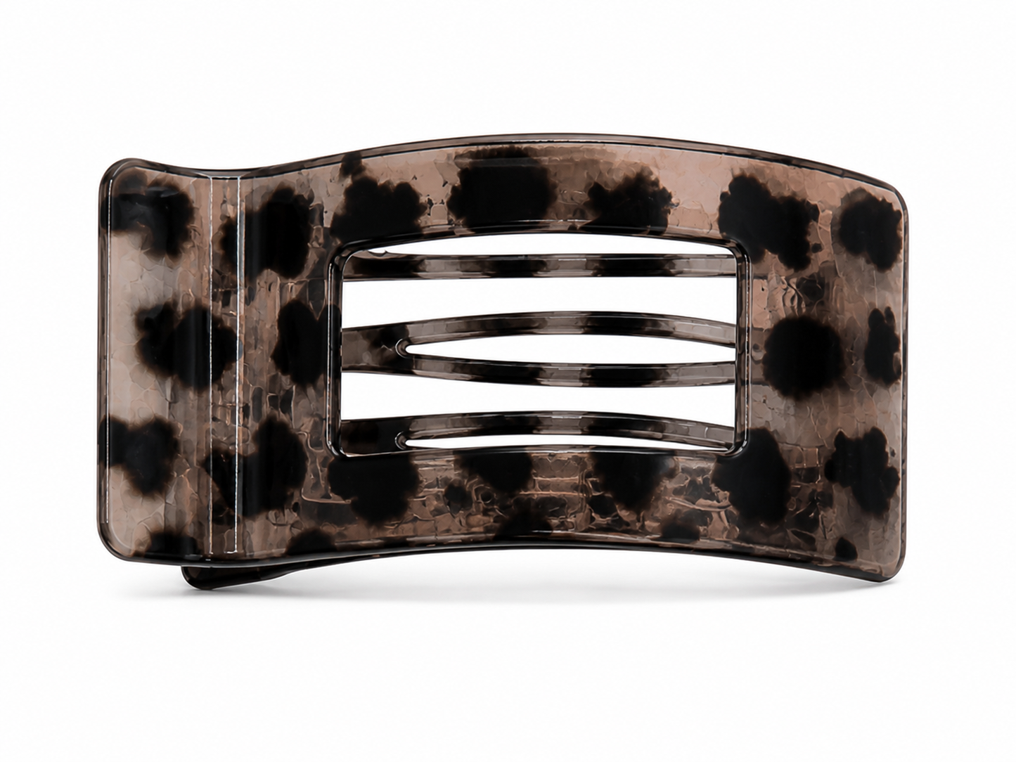 Rectangle Curved Claw Clip – Flat Back Design | Leopard & Black Hair Clip