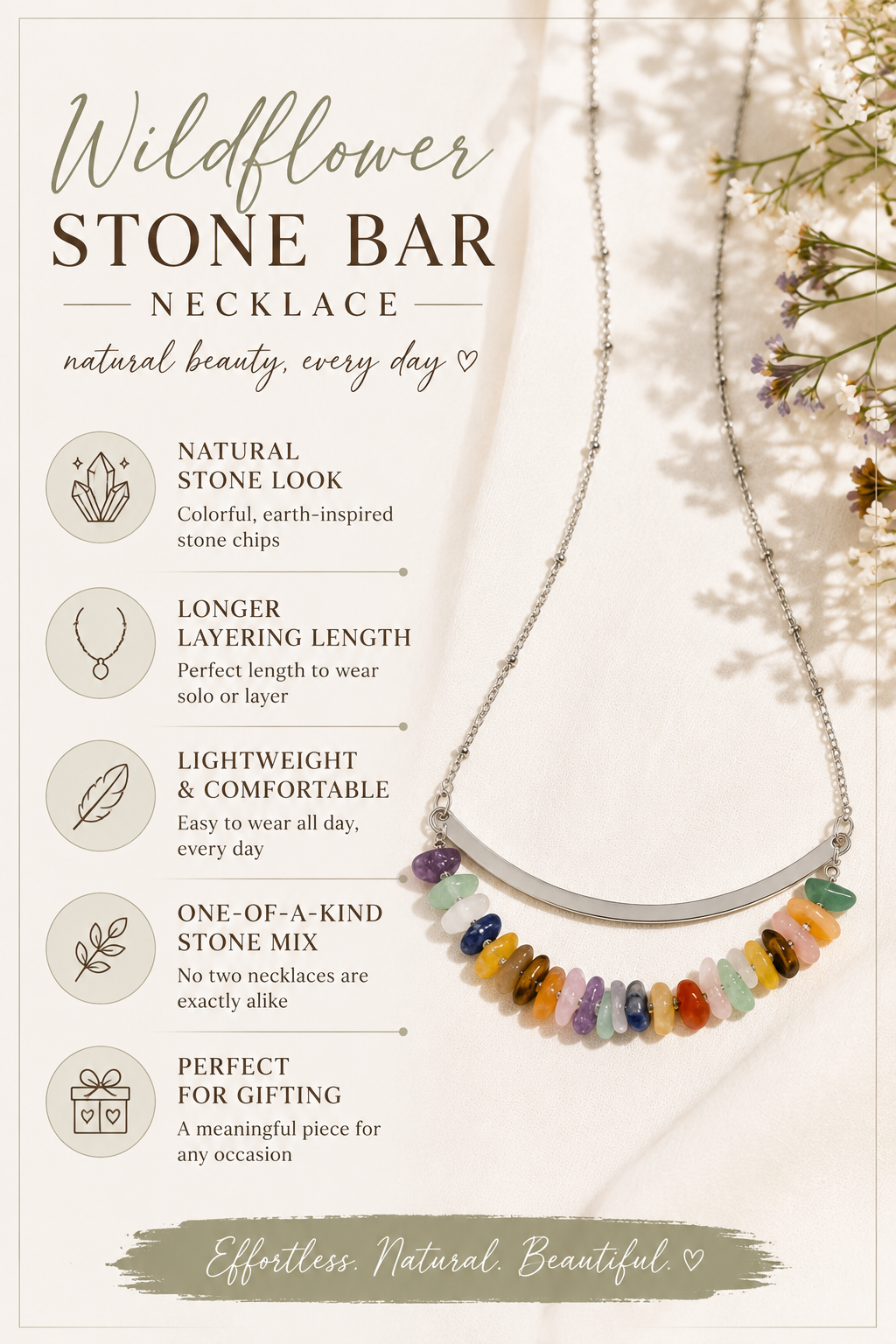 Wildflower Stone Bar Necklace