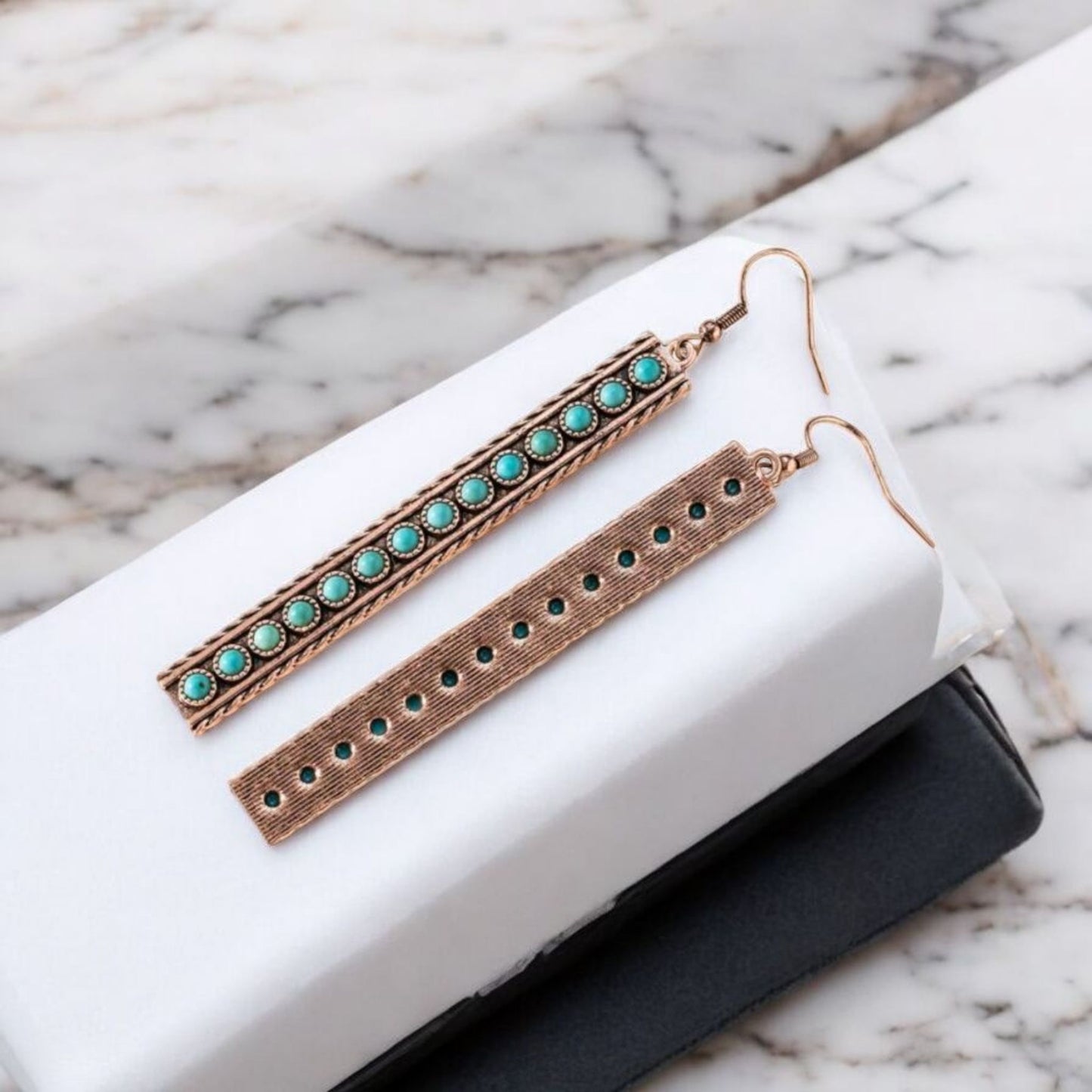 Dropped Down Bronze Rodeo Gal Statement Fashion Earrings