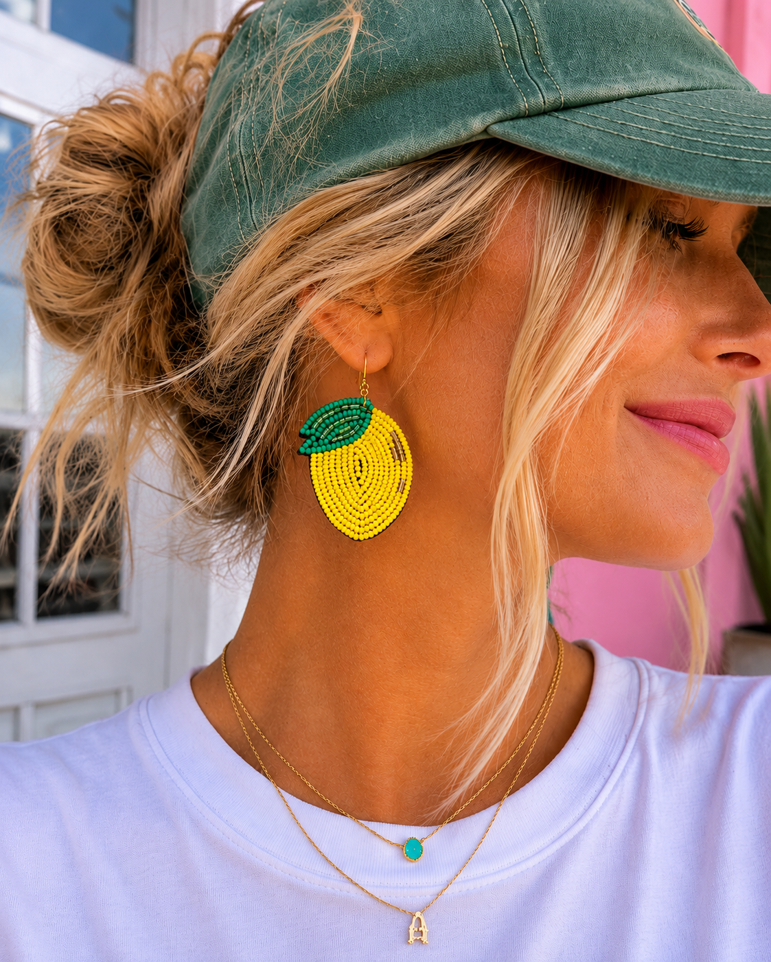 Lemon Twist Beaded Earring YELLOW
