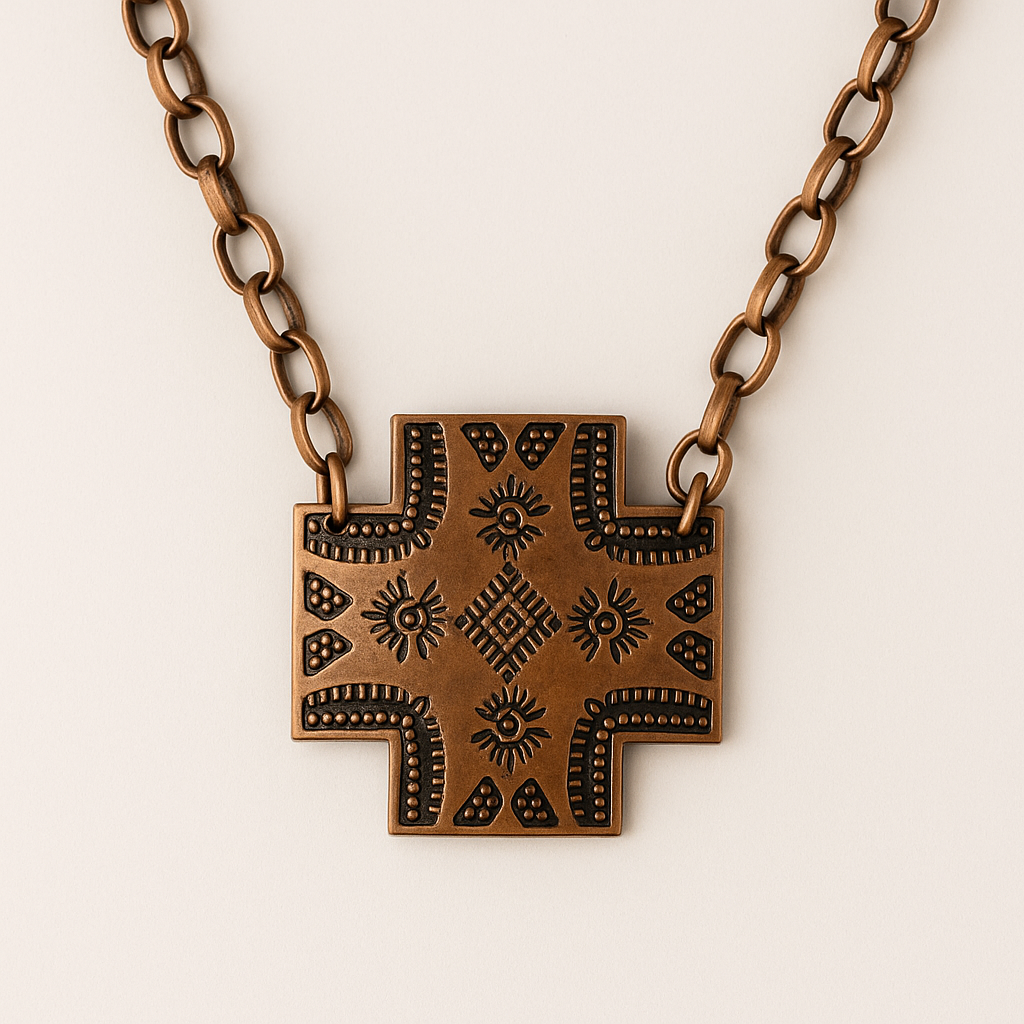 Hand Printed Boho Wild West Chain Necklace