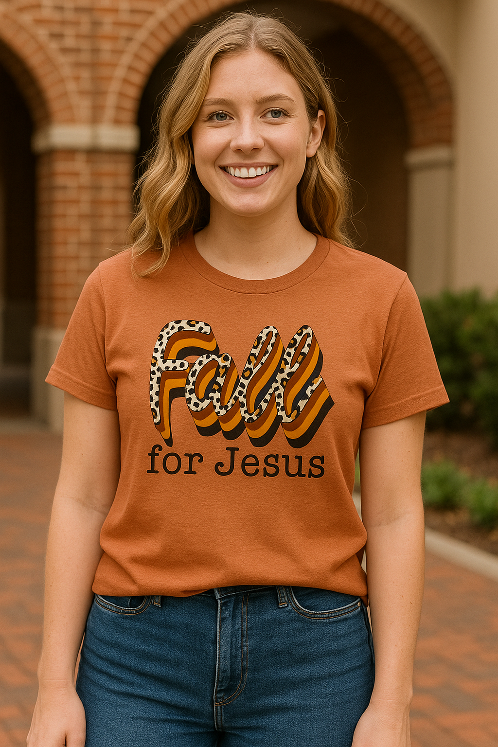 Fall For Jesus Leopard Short Sleeve Graphic Tee