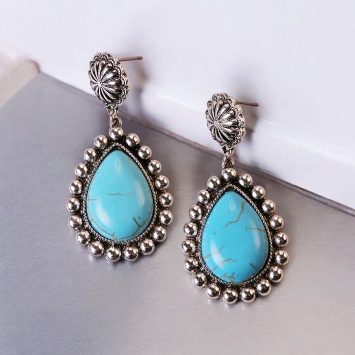 Make A Statement Cowgirl Blue Fashion Drop Earrings