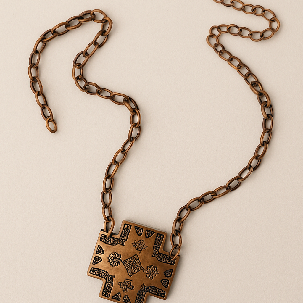 Hand Printed Boho Wild West Chain Necklace