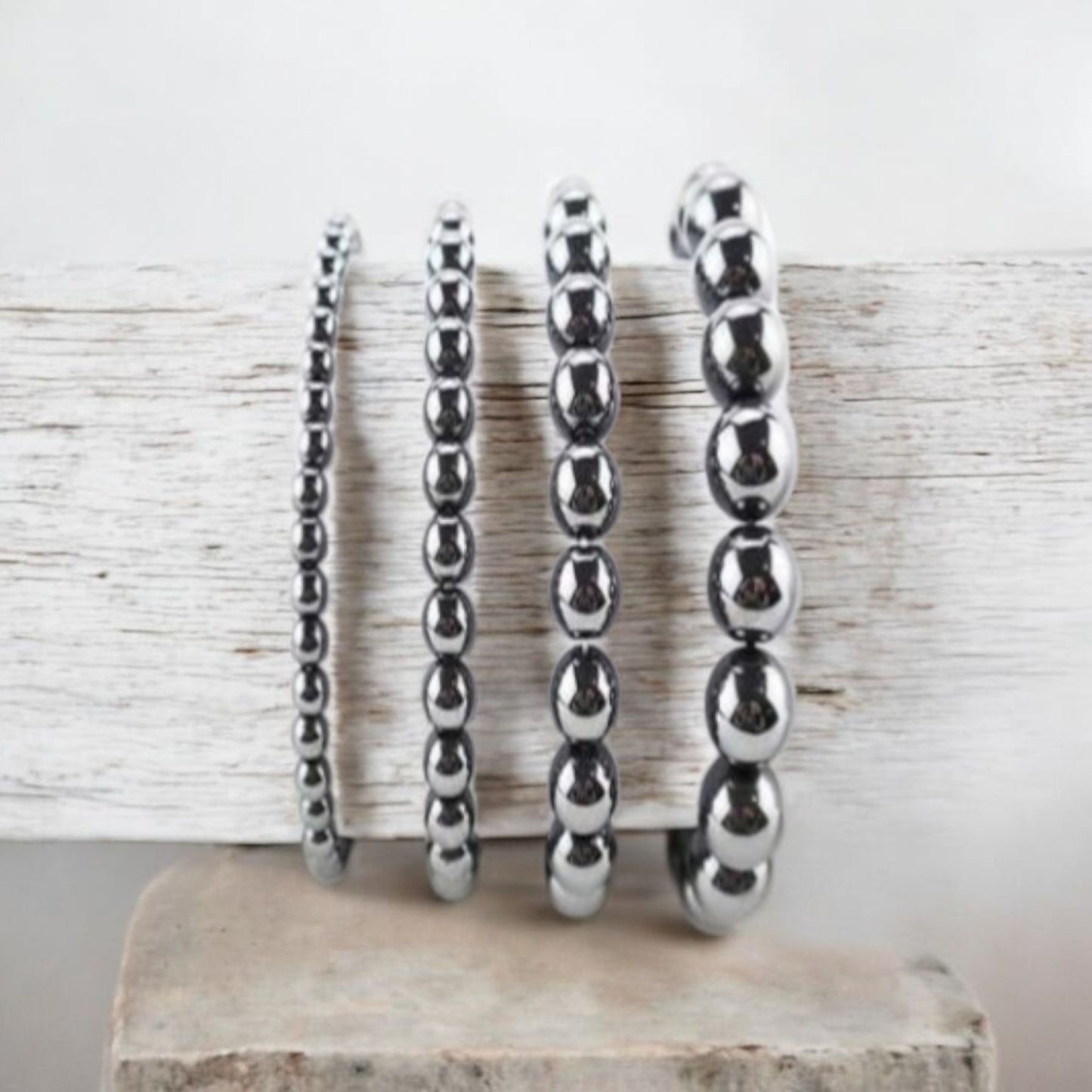 Hematite Stretch Circular Different Size Bracelets