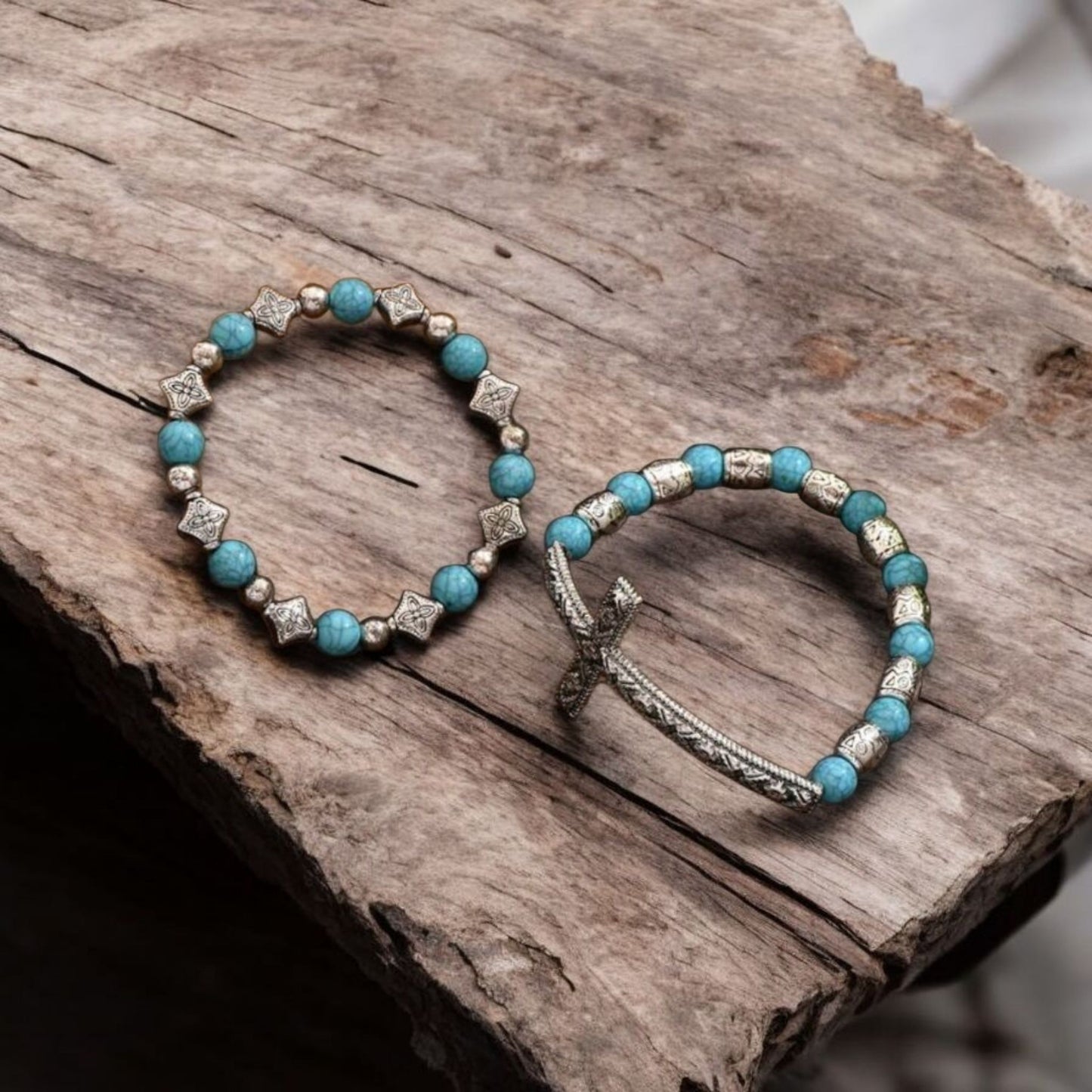 My Cross Shines 2 Piece Stretch Fashion Bracelet Set