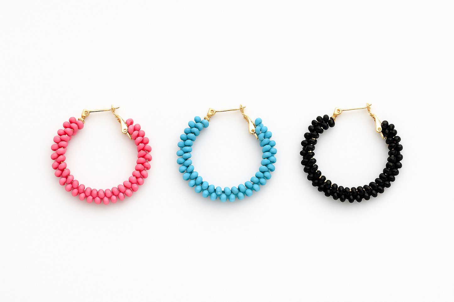 Bright And Light Seed Bead Hoop Earrings