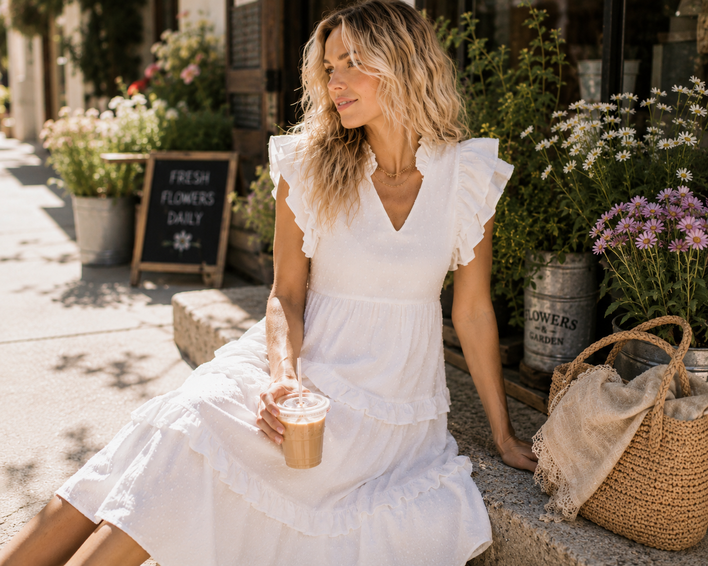 Coastal Grace Swiss Dot Midi Dress