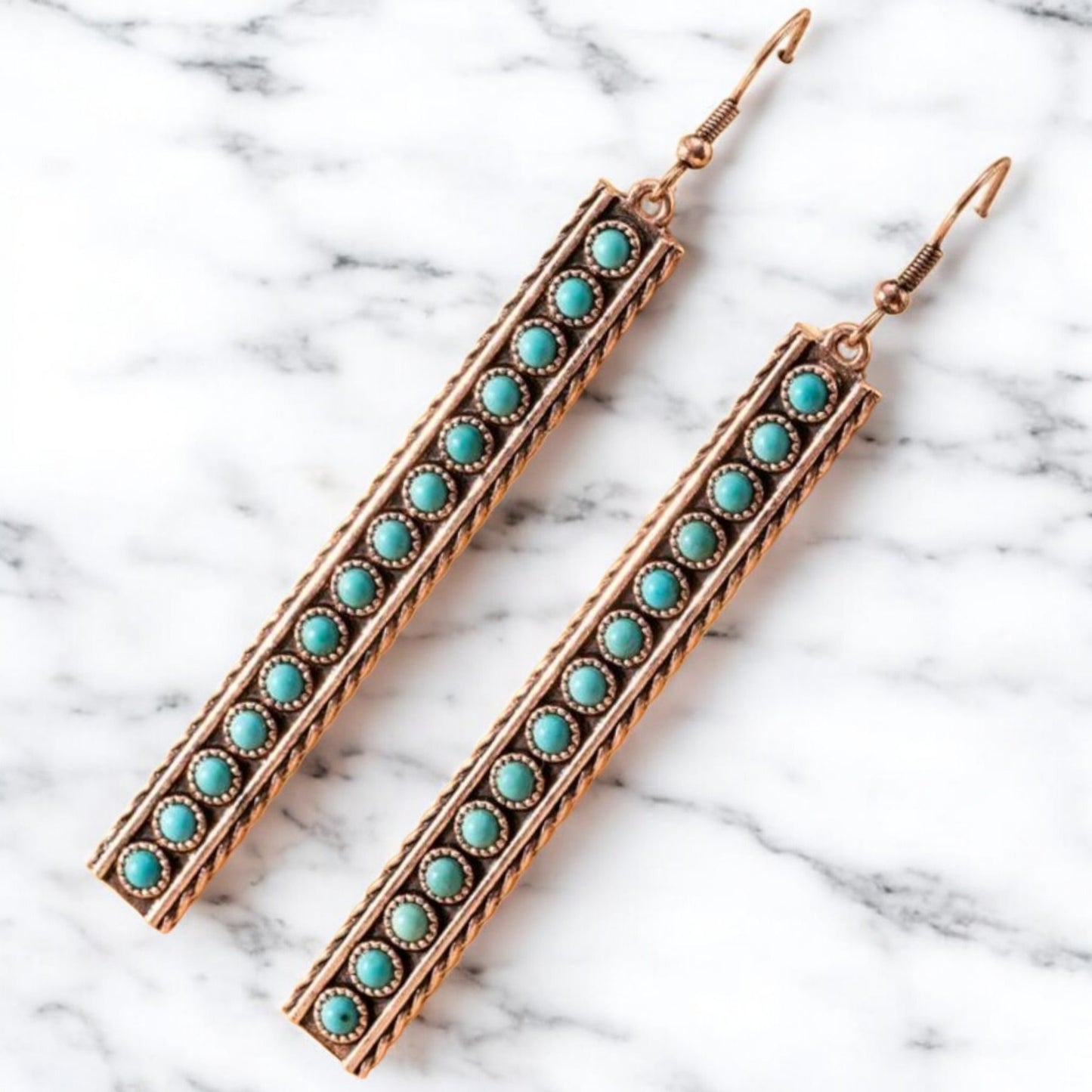 Dropped Down Bronze Rodeo Gal Statement Fashion Earrings