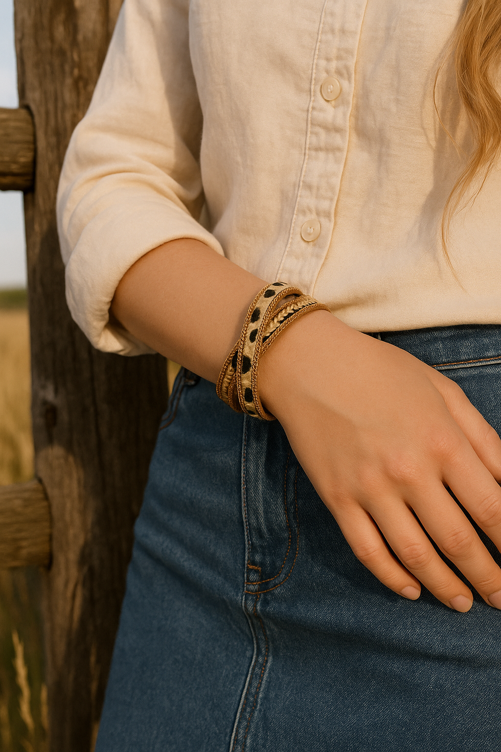 Wild Glam Leopard Wrap Bracelet