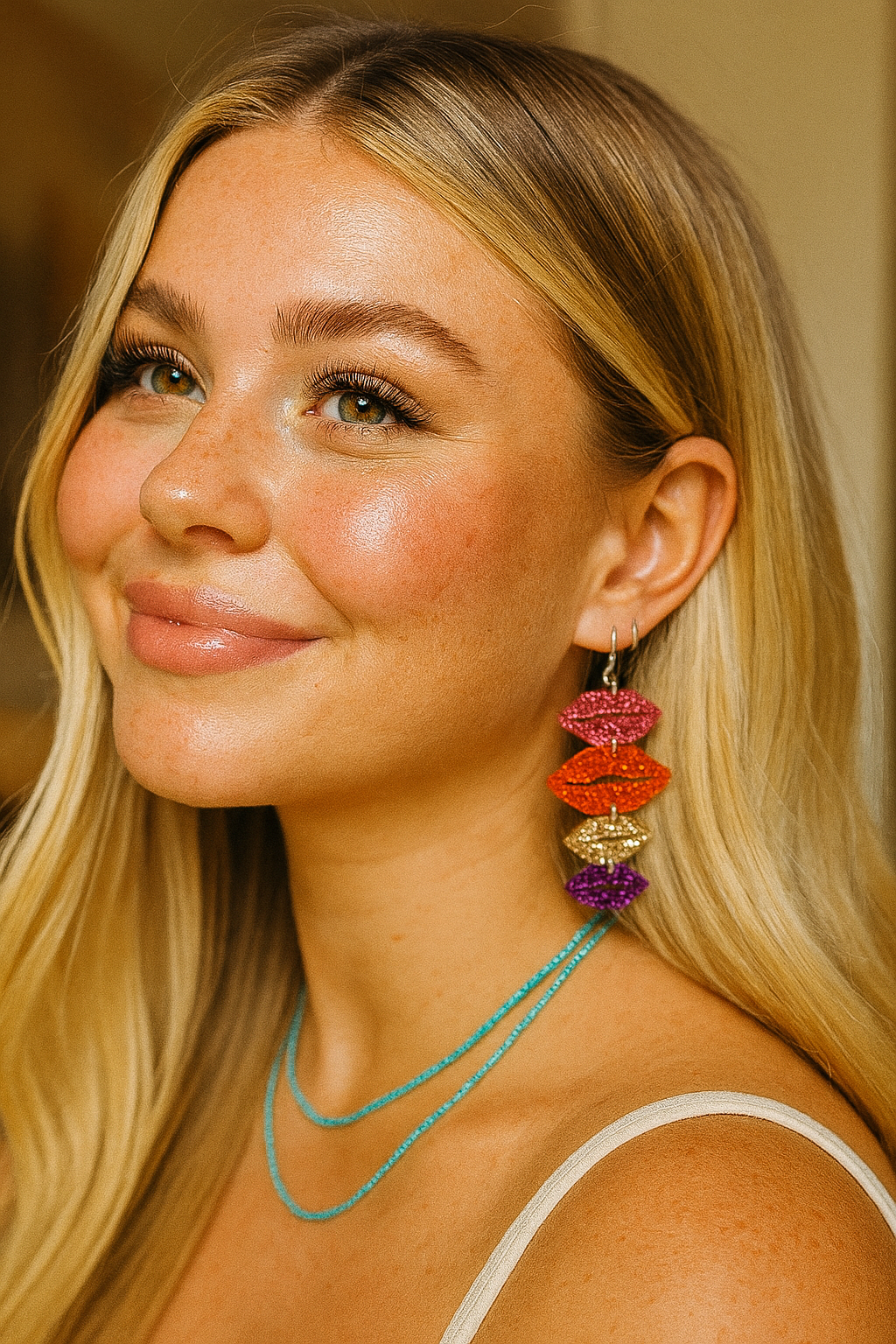 Glitter Sparkle Drop Lip Earrings