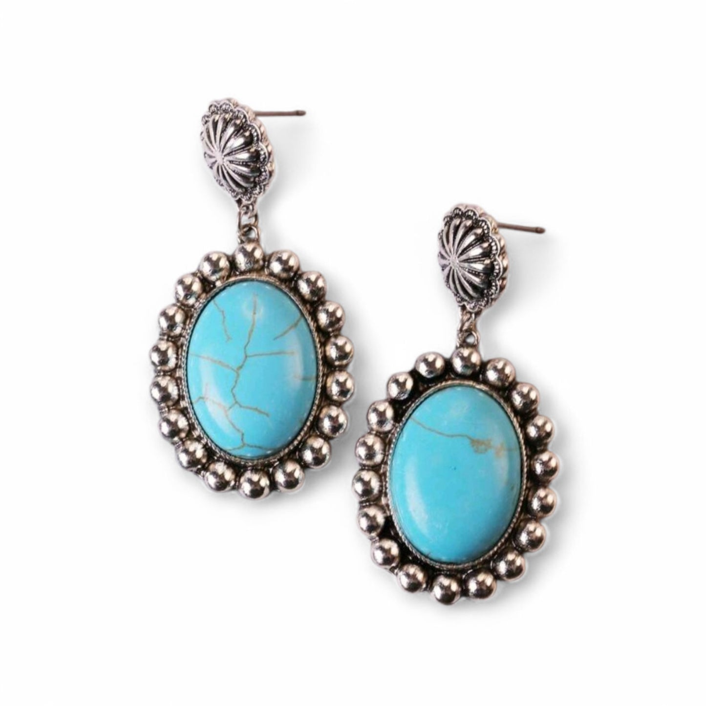 Make A Statement Cowgirl Blue Fashion Drop Earrings