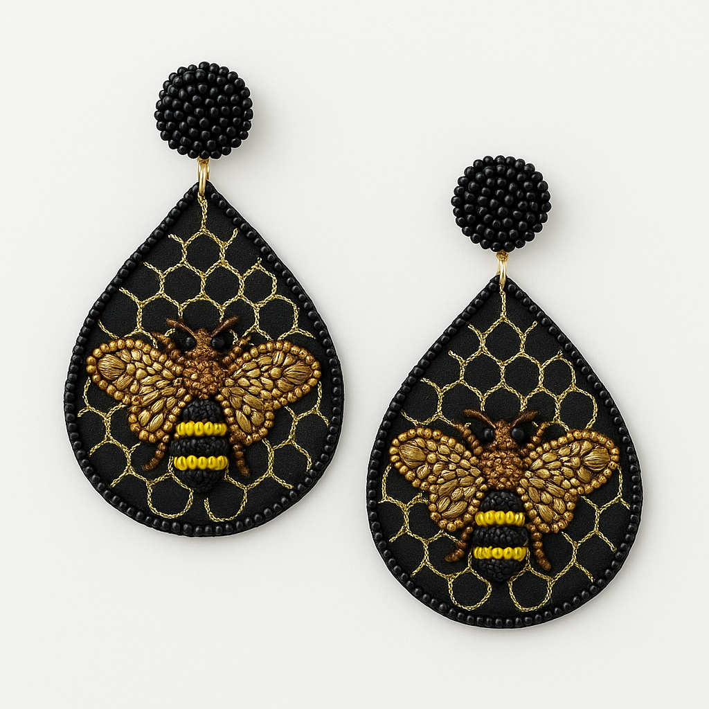 Zeke Embellished Bee Earring BLACK