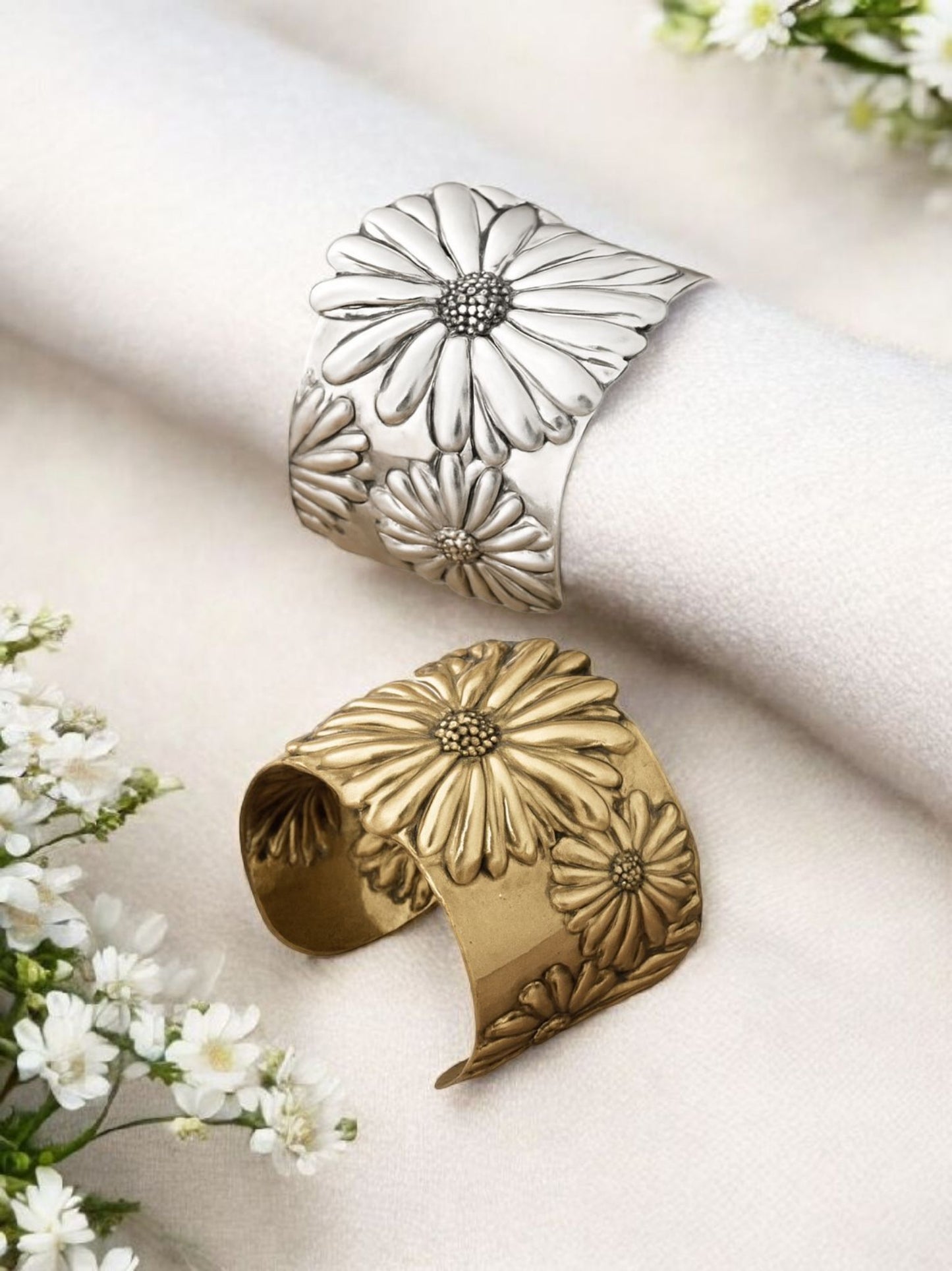 The Danielle Metal Open Back Flower Cuff