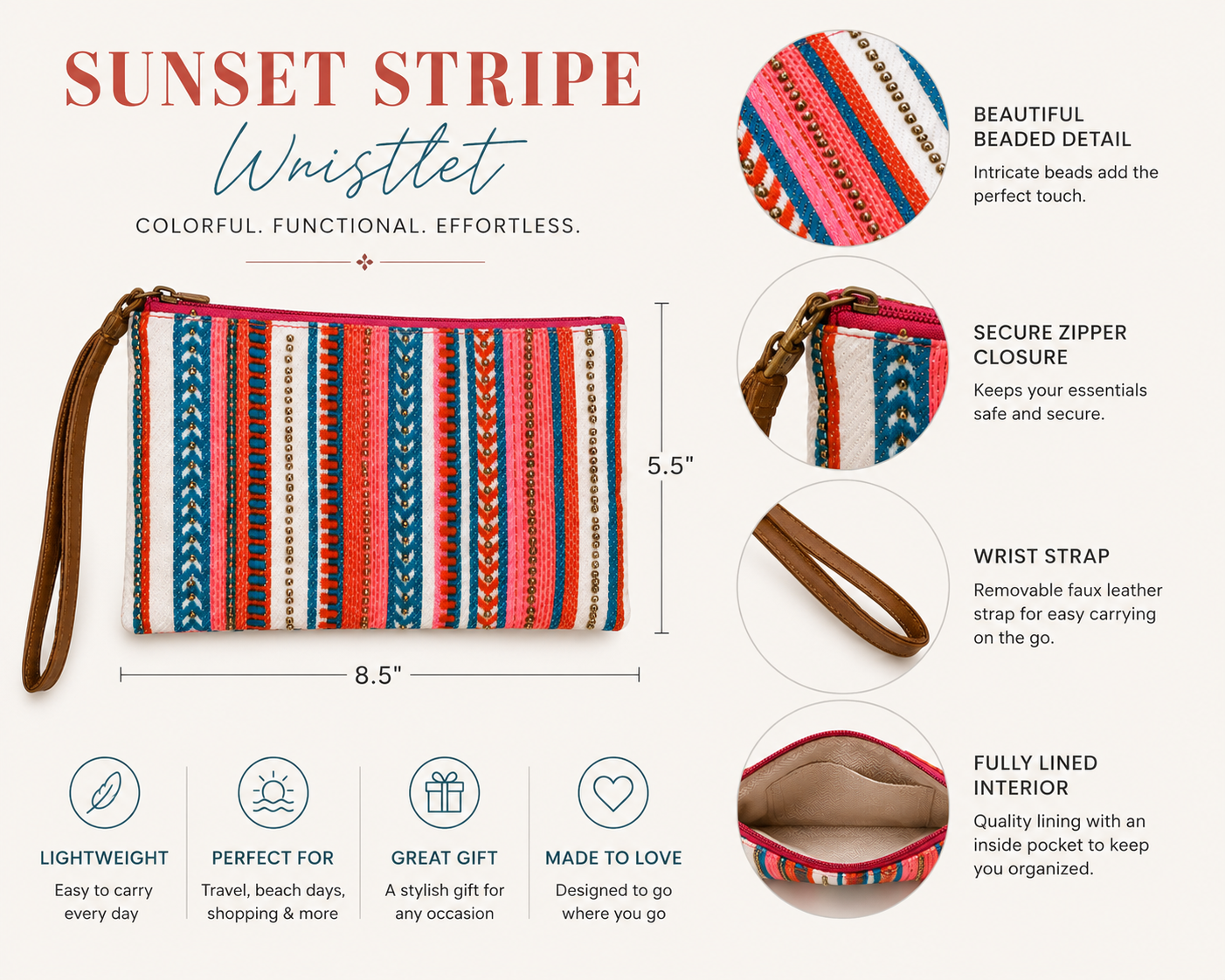 Sunset Stripe Wristlet