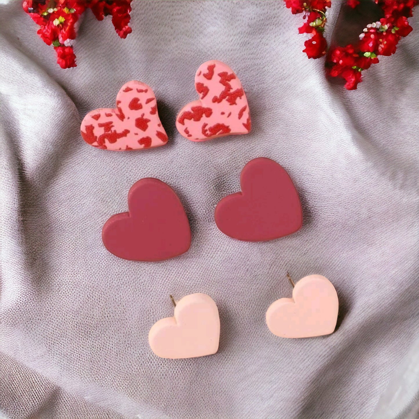 Candied Hearts 3 Piece Stud Earrings