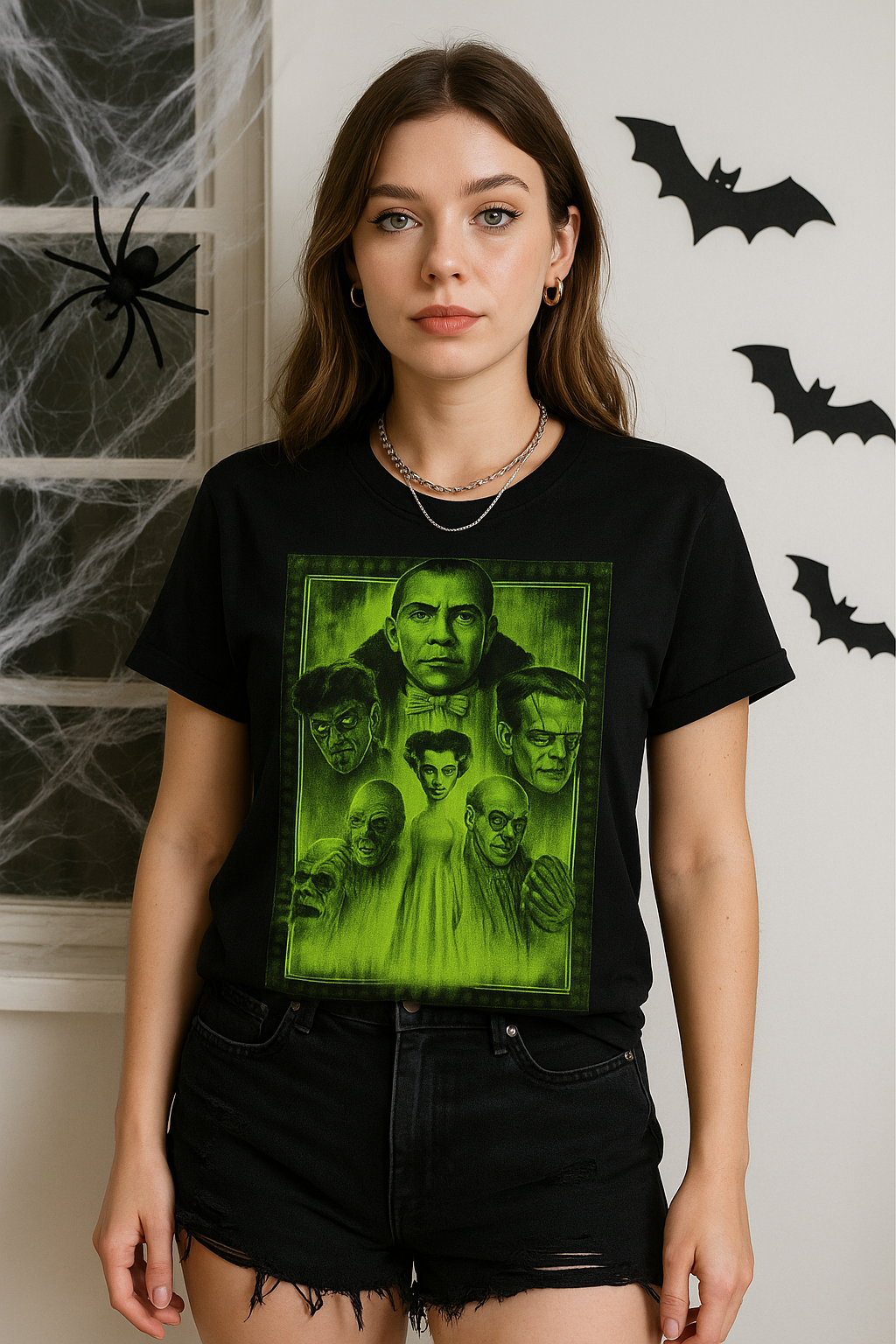 Glow In The Dark Halloween Monster Graphic Tee Shirt