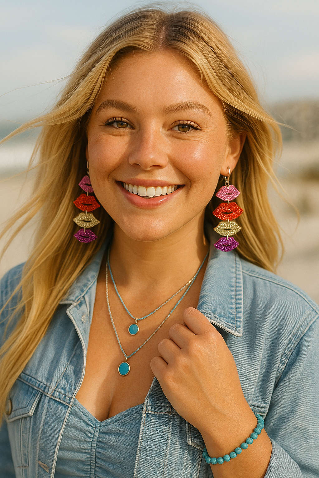 Glitter Sparkle Drop Lip Earrings