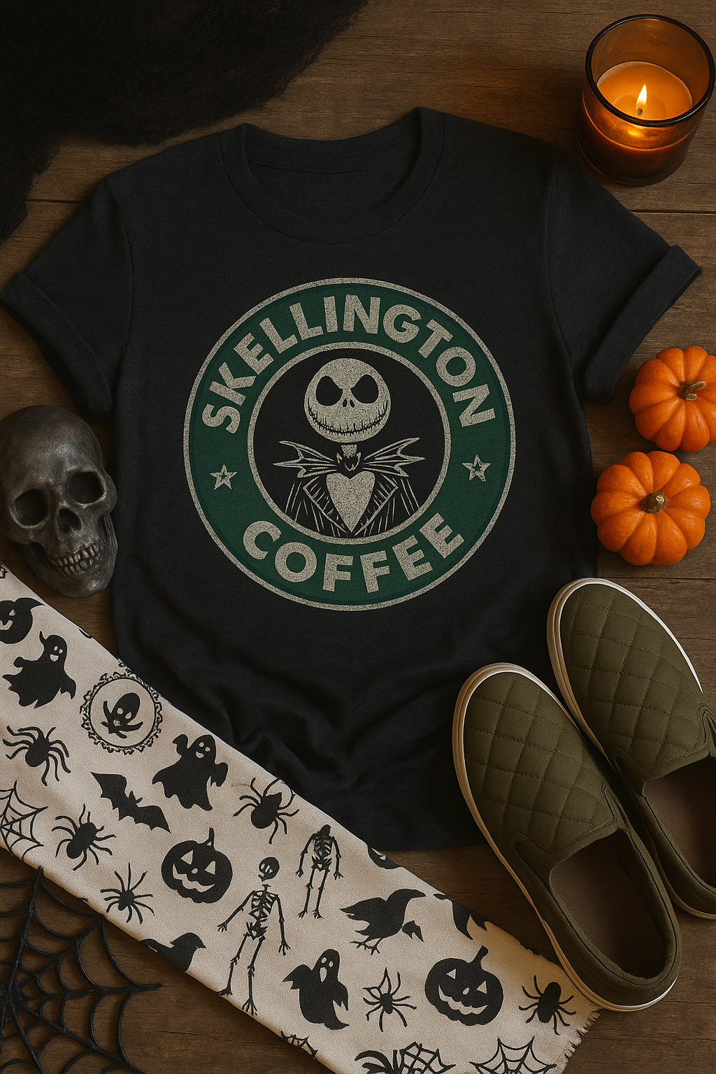Halloween Jack Coffee Skellington Tee Graphic Top