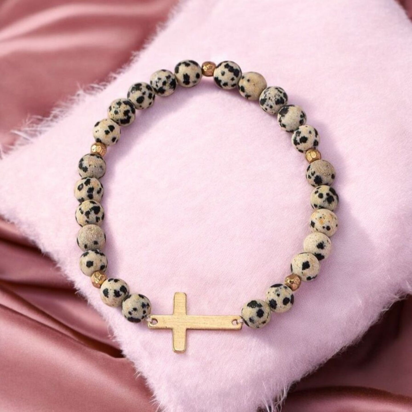 Speckled Cross Love Stetch Bracelet