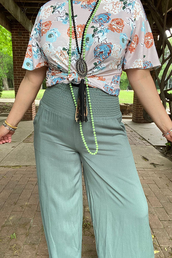 Neutral Western Floral Short Sleeve Top