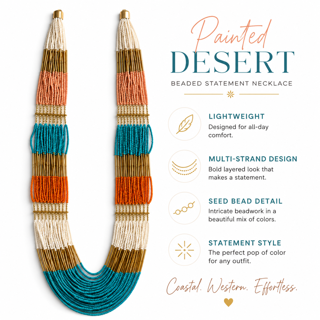 Painted Desert Beaded Statement Necklace