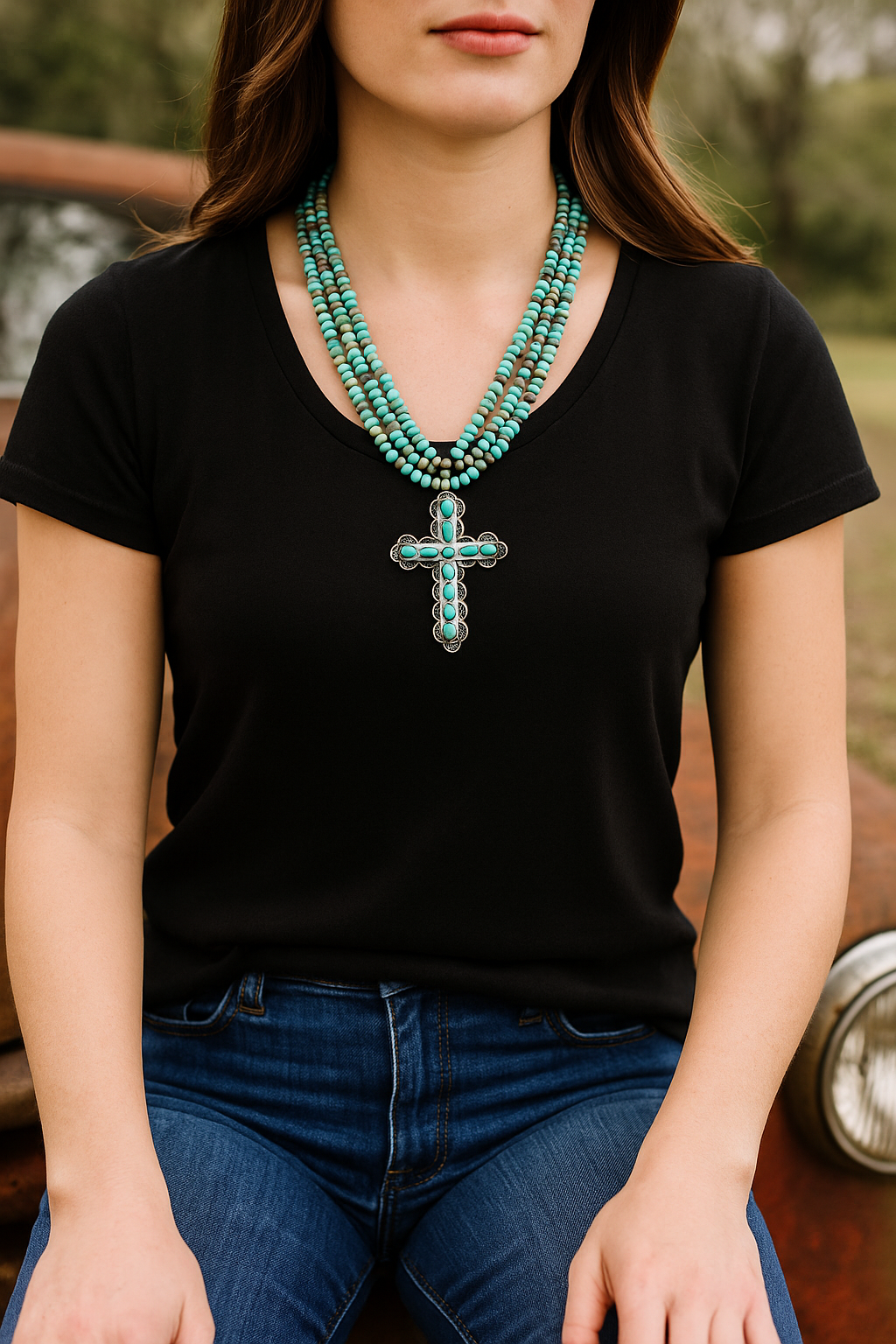 Desert Grace Turquoise Cross Necklace