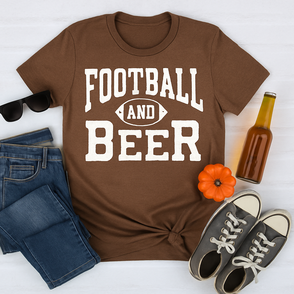 Football And Beer Graphic Tee FINAL SALE