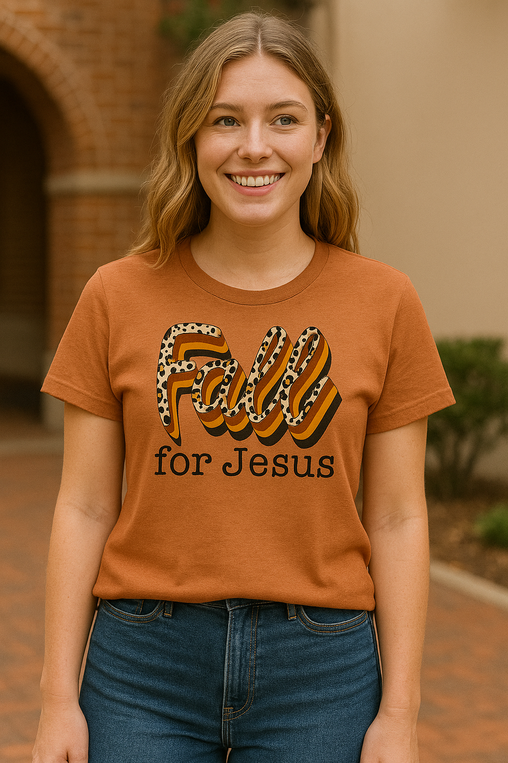 Fall For Jesus Leopard Short Sleeve Graphic Tee