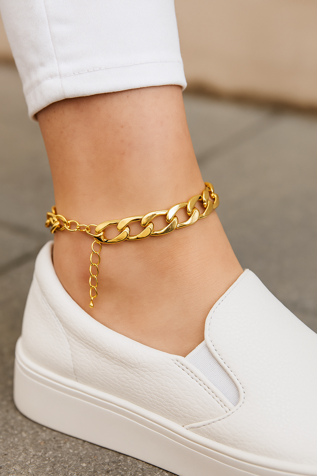 Bold Link Chain Anklet – Silver or Gold Shine