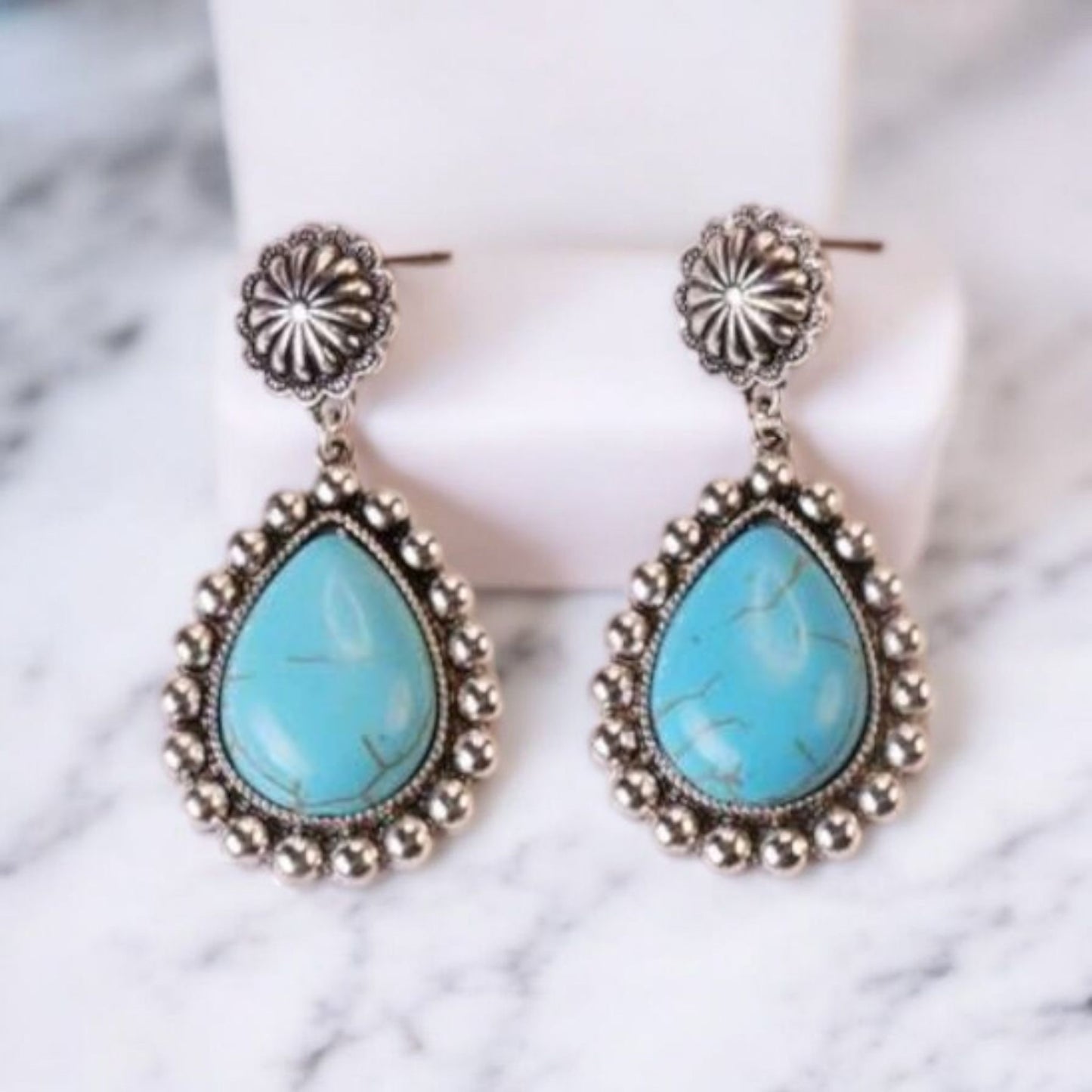 Make A Statement Cowgirl Blue Fashion Drop Earrings