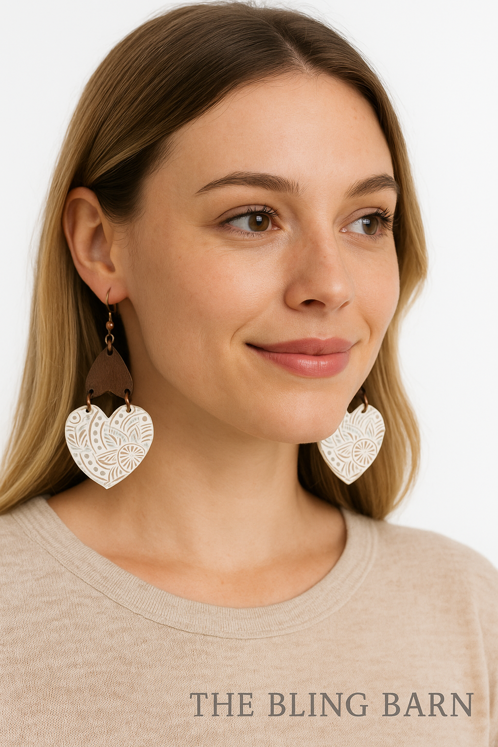 Timber & Lace Heart Drop Earrings