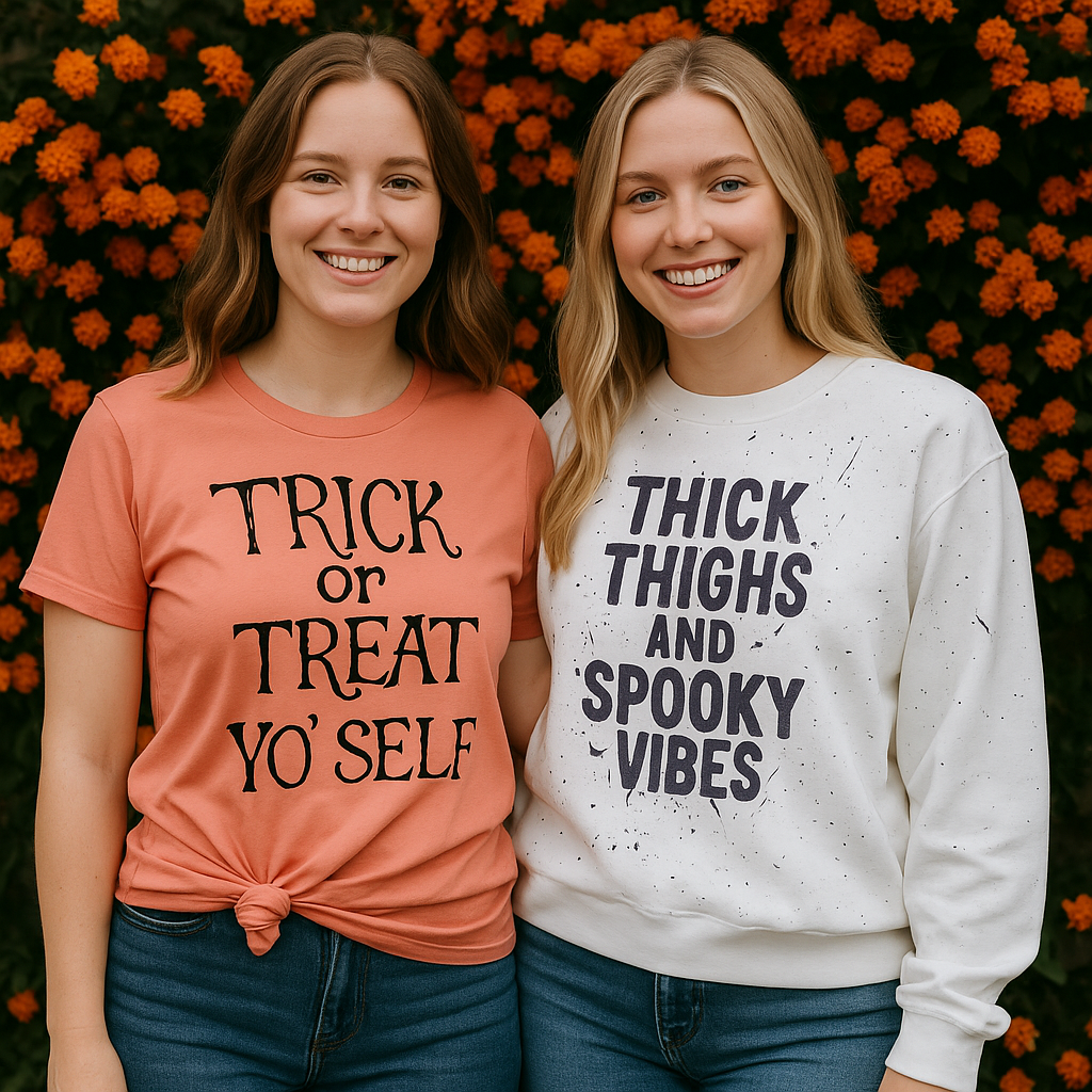 Handmade Thick Thighs Spooky Vibes Pullover Graphic