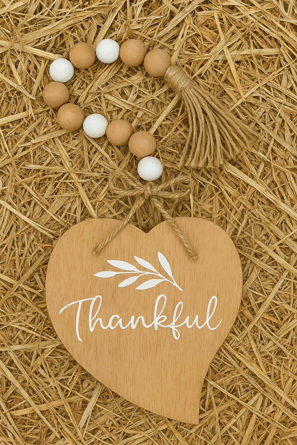 23 x 6 'Thankful' Wood Beaded Fall Decor