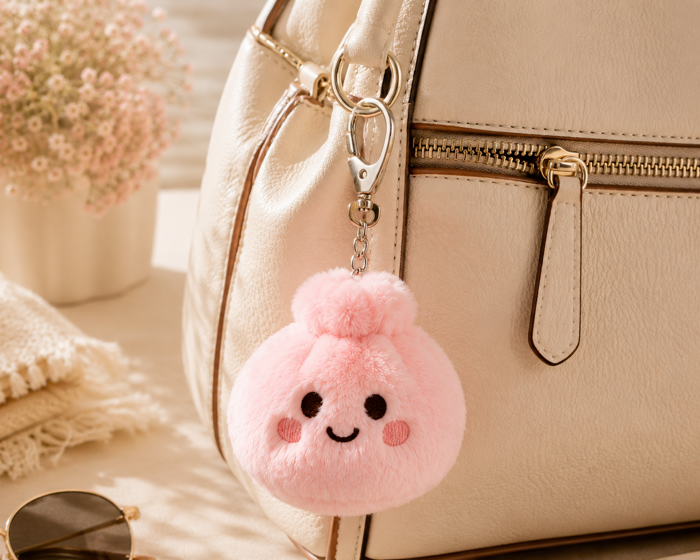 Happy Plush Dumpling Keychain