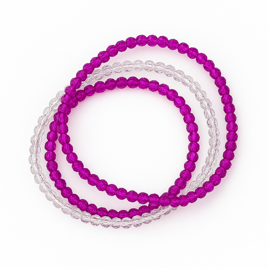 Triple Time Excitement 3 Piece Glass Stretch Bracelet Set