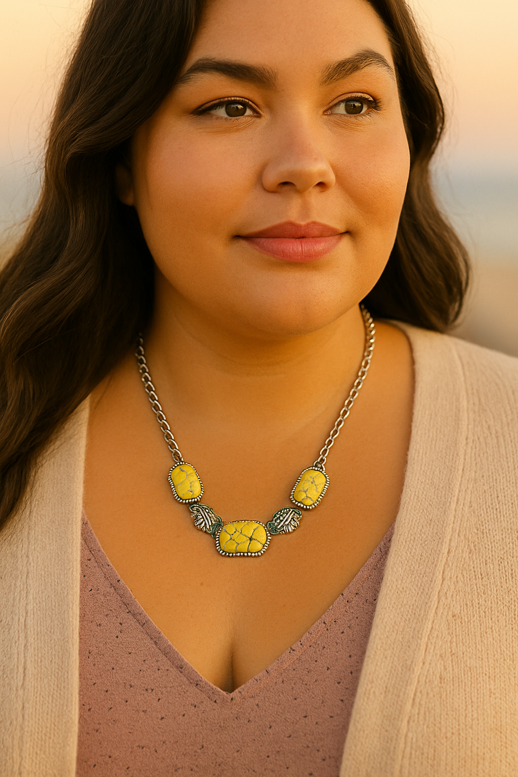 Mello and Yellow Bright Western Day Fashion Necklace