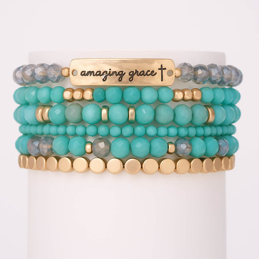 Amazing Grace Beaded Stretch Bracelet Stack – 2 Color Options