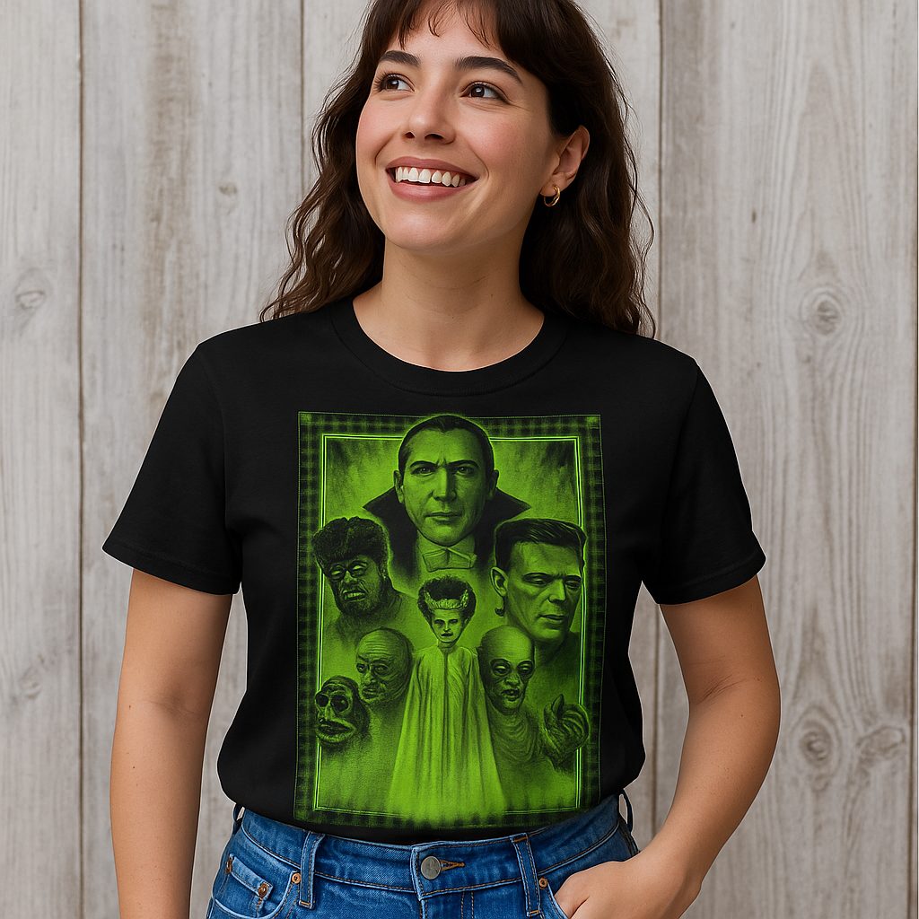 Glow In The Dark Halloween Monster Graphic Tee Shirt