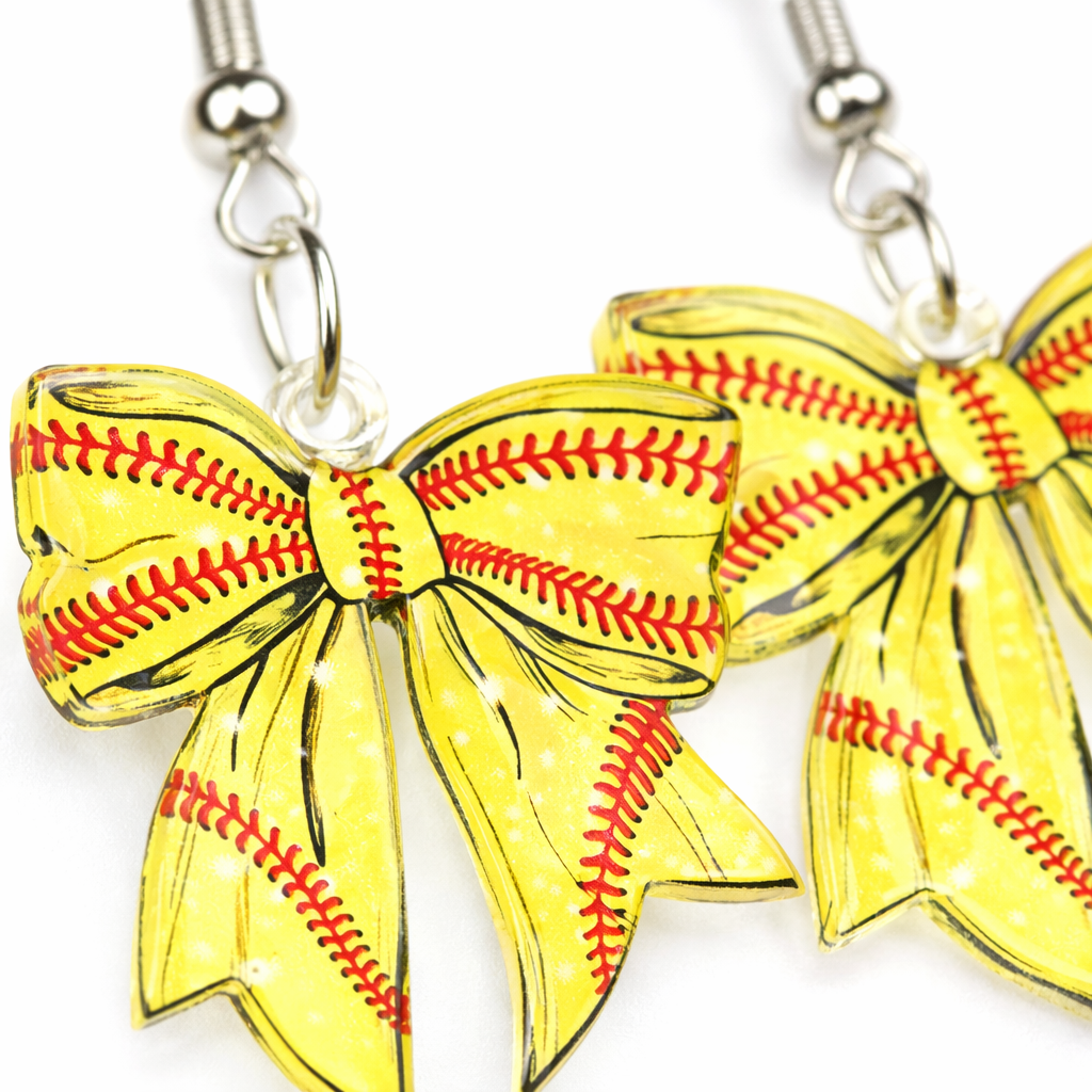 Game Day Bow Baseball Earrings
